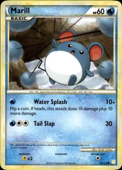 Marill Common HeartGold SoulSilver 74/123 Water Pokemon Card - Image 1