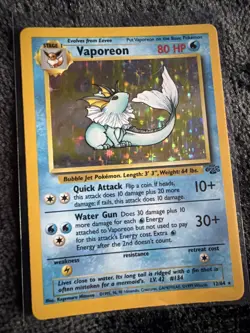 Pokemon TCG Vaporeon Holo Rare Card Jungle, 12/64 - Image 1