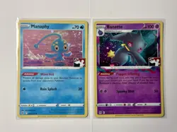Manaphy & Banette cosmos holo trainer stamped - X2 Pokemon Card Lot - A116 - Image 1