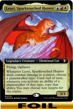 1x - Leori, Sparktouched Hunter - FOIL EXTENDED ART #774 - Commander Masters MTG - Image 1