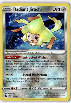 Radiant Jirachi 120/195 Radiant Rare Silver Tempest Pokemon Holo Near Mint - Image 1