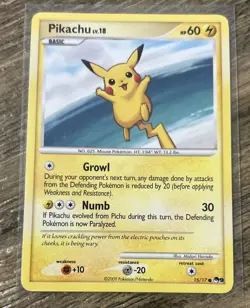 2009 Pokemon Pikachu 15/17 Lv.18 TCG NM+/MINT Condition - Image 1