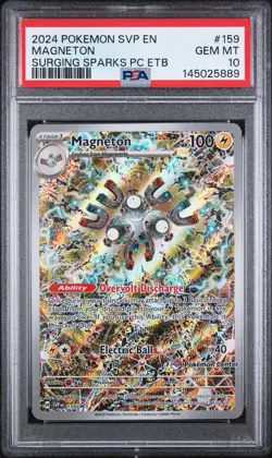 2024 POKEMON SURGING SPARKS POKEMON CENTER ETB PROMO SVP #159 MAGNETON PSA 10 - Image 1