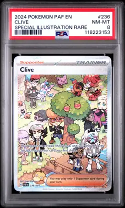 2024 POKEMON PAF EN-PALDEAN FATES SPECIAL ILLUSTRATION RARE #236 CLIVE PSA 8 - Image 1