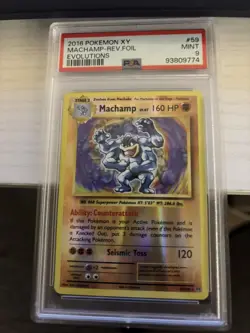 2016 Pokemon XY Evolutions Reverse Foil Machamp #59 PSA 9 - Image 2