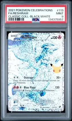 2021 POKEMON CELEBRATIONS CLASSIC COLLECTION #113 FULL ART/RESHIRAM PSA 9 MINT - Image 1