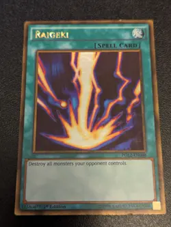 Yugioh Raigeki PGL2-EN048 Gold Rare 1st Edition Premium Gold 2015 (LP) - Image 1