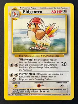 Pidgeotto 22/102 Base Set WOTC Unlimited Rare - Pokemon Card B LP - Image 1