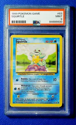 1999 POKEMON BASE SET UNLIMITED #63 SQUIRTLE PSA 9 - Image 1