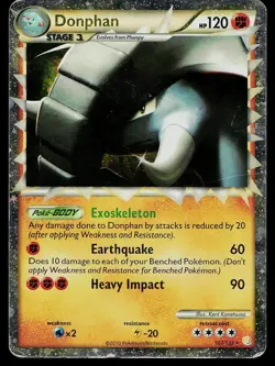 Pokemon Card HeartGold & SoulSilver Donphan 107/123 Prime Holo Rare - Image 1