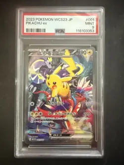 Pokemon Pikachu ex WCS23 '23 World Championships JPN Full Art Promo #001 PSA 9 - Image 1