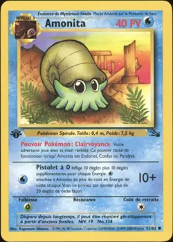 2000 Pokemon FRENCH 1st Edition Fossil Amonita-Omanyte 52/62 NM - Image 1