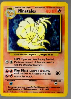 Pokemon TCG Card - Base Set Ninetales 12/102 - Rare Holo -HP/DAMAGED - Image 1
