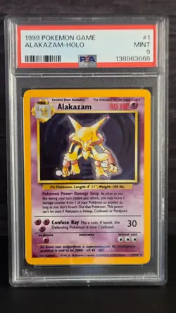 Pokemon Alakazam Holo Rare 1/102 Base Set PSA MINT 9 (NO RESERVE!!) (CERT #) - Image 1