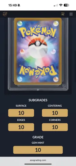 Pokemon TCG - Ceruledge AR ace 10 - perfect sub grades - Image 2