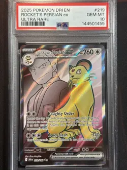 Team Rocket's Persian EX 219/182 Ultra Rare PSA GEM MINT 10 - Image 1