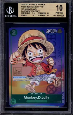 2023 One Piece 1st Anniversary Tournament Participant Monkey D Luffy #37 BGS 10 - Image 1