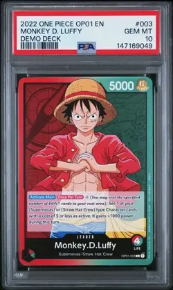 2022 ONE PIECE OP01-ROMANCE DAWN 003 MONKEY D. LUFFY PRE ERRATA PSA 10 GEM MINT - Image 1