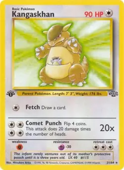 Pokemon Kangaskhan (21) NM 1st Edition Normal Jungle - Image 1