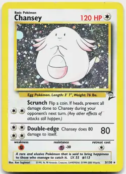 Chansey 3/130 Holo Rare Base Set 2 Pokemon Moderately Played - Image 1