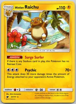 Alolan Raichu 31/111 Holo Rare Crimson Invasion Near Mint - Image 1