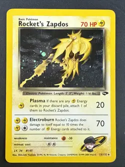 Pokemon Rocket’s Zapdos Holo Team Rocket #15 LP - Image 1