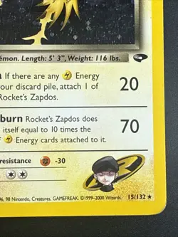 Pokemon Rocket’s Zapdos Holo Team Rocket #15 LP - Image 4