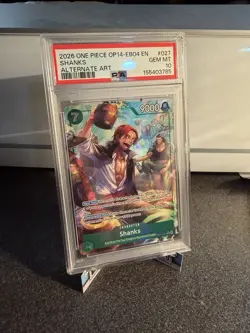 Namco One Piece CCG Shanks Alt Art Foil Rare EN OP14-027 PSA 10 - Image 1