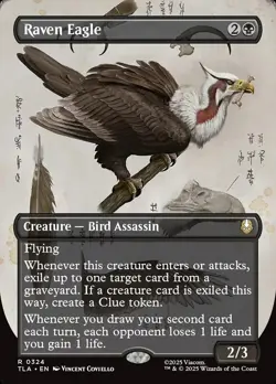 MTG Avatar *FOIL* BORDERLESS FIELD NOTES R Raven Eagle #0324 - Image 1