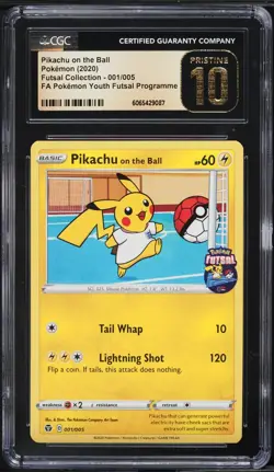 PRISTINE CGC 10 Pikachu On the Ball 001/005 Futsal Collection Promo Pokemon Card - Image 1