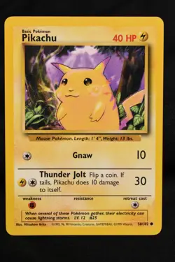 Pikachu 58/102 NM Base Set Regular Common Unlimited Pokemon TCG Card Near Mint - Image 1