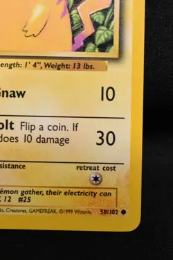 Pikachu 58/102 NM Base Set Regular Common Unlimited Pokemon TCG Card Near Mint - Image 4