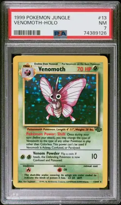 1999 Pokemon TCG Jungle #13 Venomoth Holo Unlimited PSA 7 FREAH SLAB - Image 1