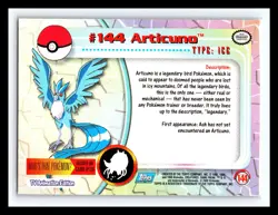 💥 ARTICUNO 1999 Topps Pokemon TV Non Holo Animation 1st Series Blue Logo # 144 - Image 2