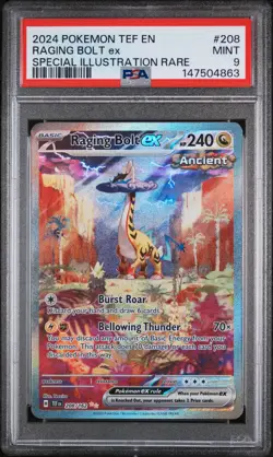 2024 Pokemon Tef En-Temporal Forces #208 Raging Bolt Ex PSA9 - Image 1