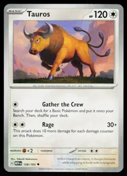 Tauros 128/165 Uncommon 151 Pokemon Near Mint - Image 1