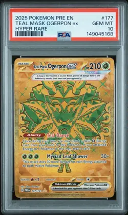 2025 Pokemon Prismatic Evolutions Teal Mask Ogerpon ex Hyper Rare 177/131 PSA 10 - Image 1