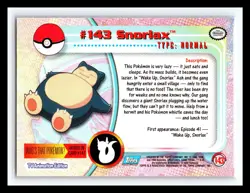 💥 SNORLAX 1999 Topps Pokemon TV Non Holo Animation 1st Series Blue Logo # 143 - Image 2