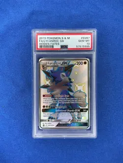 2019 POKEMON SUN & MOON HIDDEN FATES #SV67 FULL ART/LYCANROC GX PSA 10 GEM MINT - Image 1