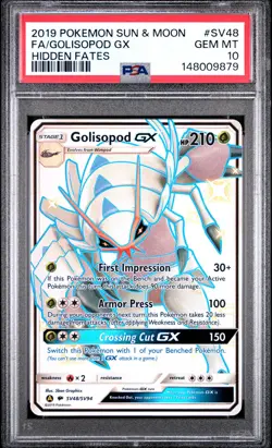 2019 POKEMON SUN & MOON HIDDEN FATES #SV48 FULL ART/GOLISOPOD GX PSA 10 - Image 1