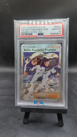 2019 POKEMON SUN & MOON HIDDEN FATES FULL ART/AETHER FOUNDATION EMPLOYEE PSA 10 - Image 1