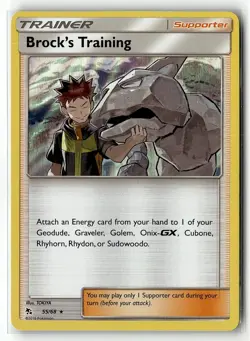 Brock's Training 55/68 Holo Rare Hidden Fates Pokemon Holo Near Mint - Image 1
