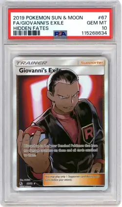 2019 Pokemon Sun & Moon FA/ Giovanni's Exile Hidden Fates #67 GEM MINT 10 - Image 1
