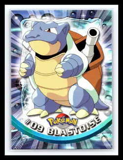 💥 BLASTOISE 1999 Topps Pokemon TV Non Holo Animation 1st Series Blue Logo # 09 - Image 1