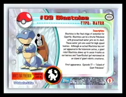 💥 BLASTOISE 1999 Topps Pokemon TV Non Holo Animation 1st Series Blue Logo # 09 - Image 2