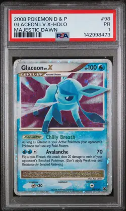 2008 POKEMON DIAMOND & PEARL MAJESTIC DAWN #98 GLACEON LV.X-HOLO PSA 1 - Image 1