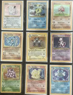 Pokemon Base Set Holo Rare Card Lot 1999 (9 Cards) Clefairy Gyarados Hitmonchan - Image 1
