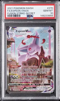 2021 POKEMON SWORD & SHIELD FUSION STRIKE SECRET FULL ART/ESPEON VMAX PSA 10 - Image 1