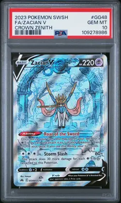 PSA 10 Zacian V GG48/GG70 Crown Zenith: Galarian Gallery Gem Mint Pokemon - Image 1