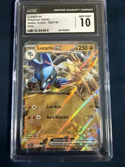 CGC 10 Lucario ex 082/142 Stellar Crown Ultra Rare Holo Pokemon Card Gem Mint - Image 1